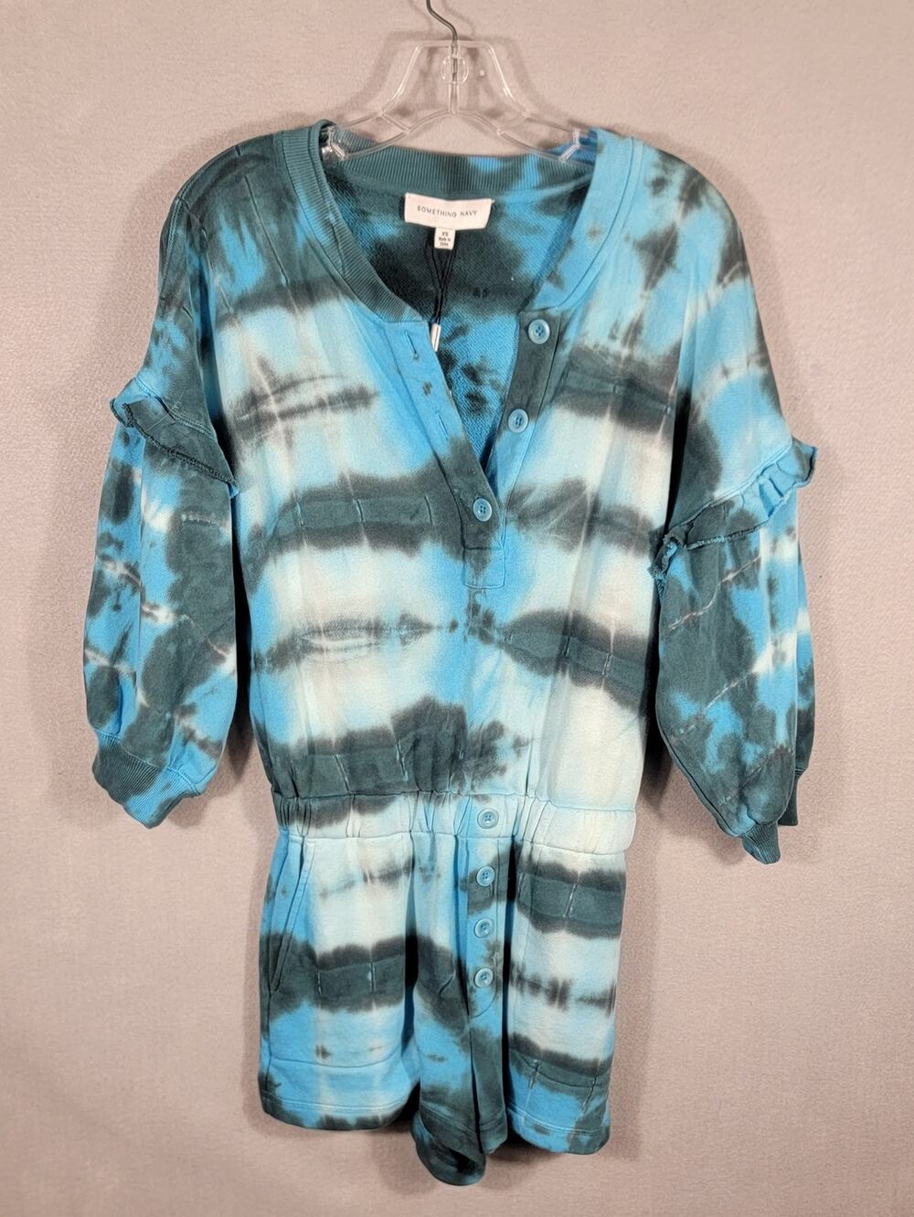 NWT Something Navy Esmeralda Tie Dye Henley Romper Size XS